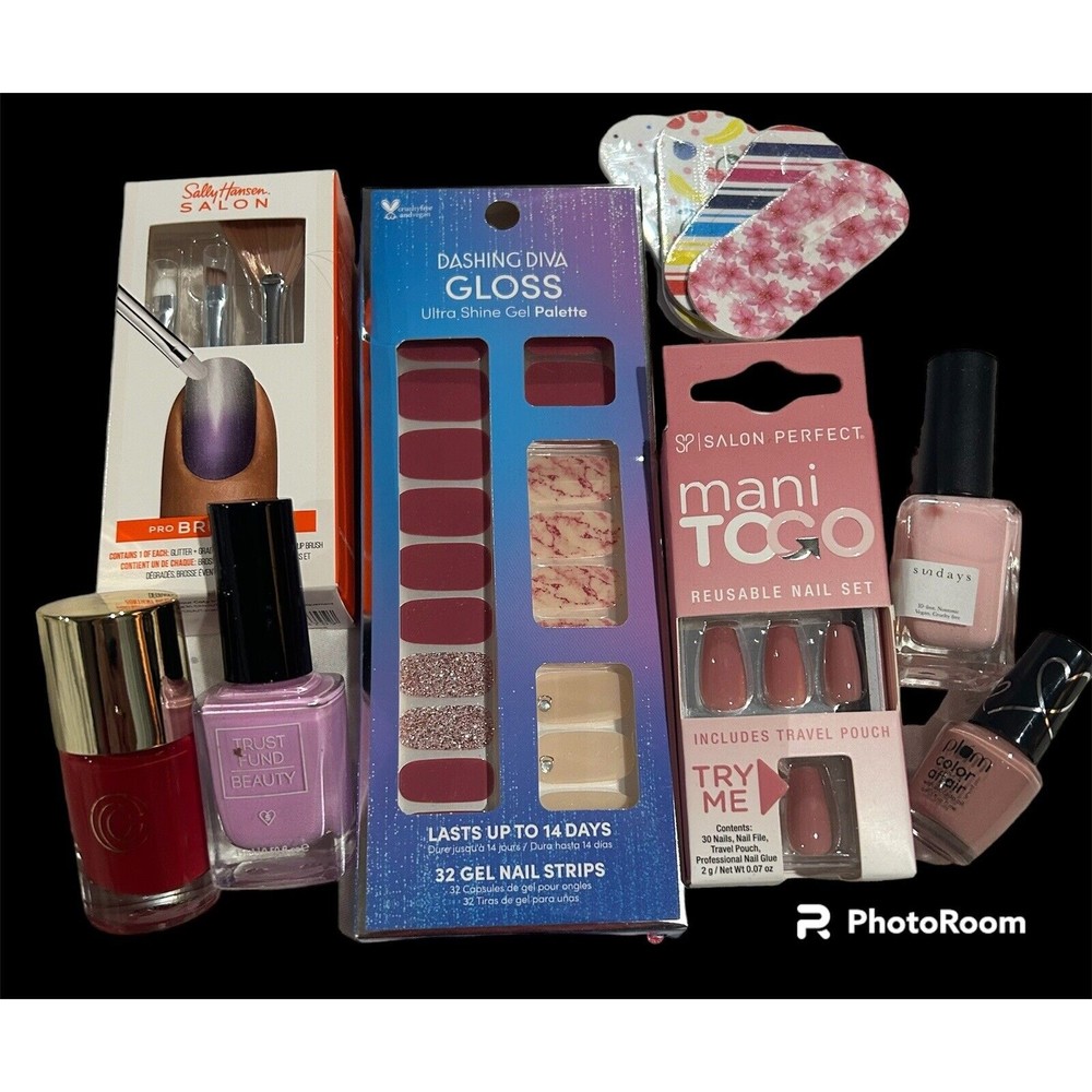 Nail Care Lot Full Size 4 Polishes Mani To Go Dashing Diva Sally Hanson NEW